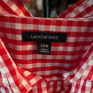 Lands' End Red and White Checkered Tank Top